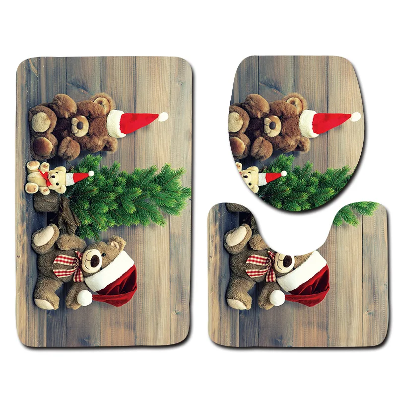 Xmas 04 Рождественский подарок украшения 3 шт. набор ковров для ванной комнаты водопоглощающие коврики для ванной комнаты - Цвет: Xmas 04