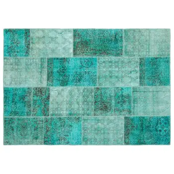 

Handmade Turquoise Vintage Overdyed Patchwork Area Rug 161x231 Cm-5'3''X7'7''