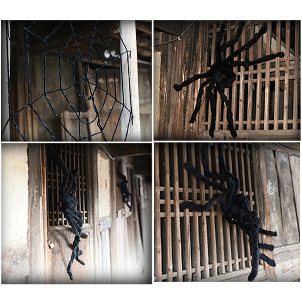 Складные уличные декорации на Хэллоуин страшный Гигантский паук поддельные