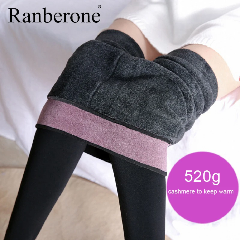 

Ranberone Hot Warm Pants Winter Women's Plus Size Leggings Trousers High Waist Sweatpants Large Size Female Fitness Sports Tight