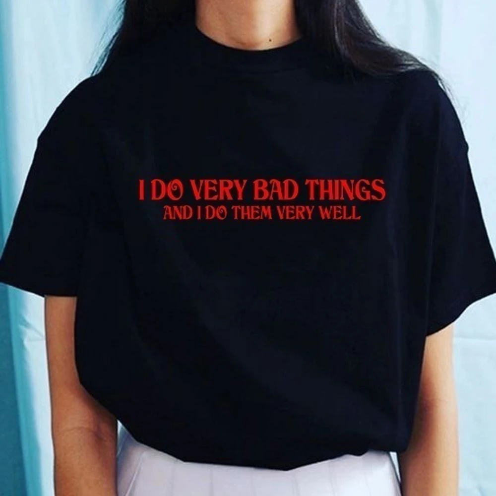 Bad things Футболка с надписью «Dead Inside», футболка с надписью «society Serious Tees», эстетическая одежда, футболки «гранж Готик», одежда Tumblr - Цвет: Bad things