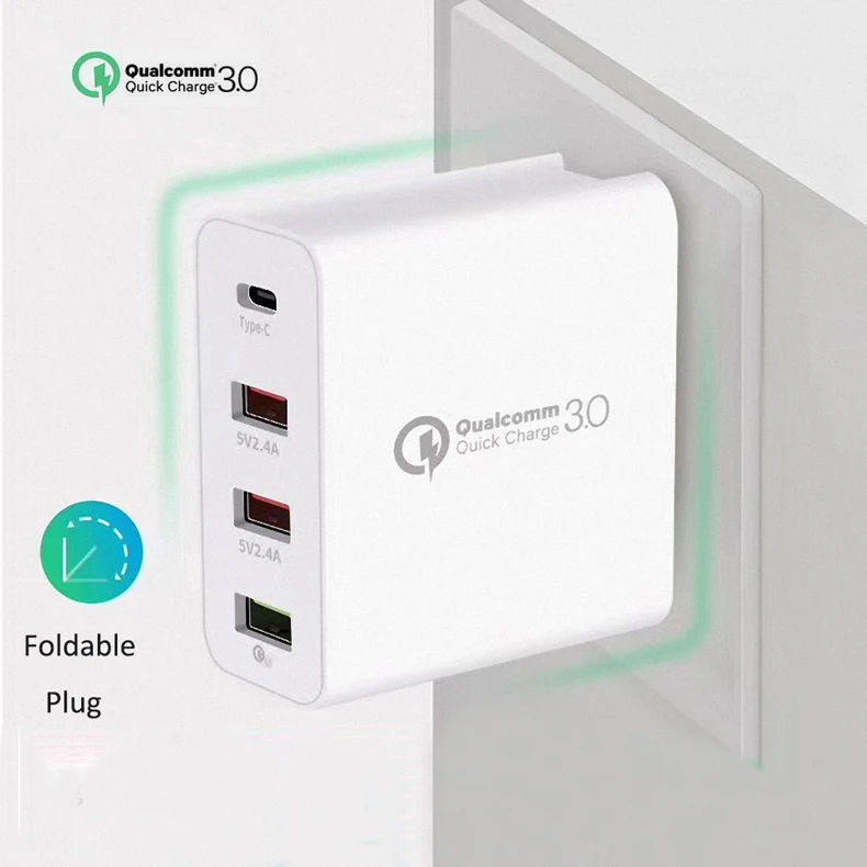 4 порта Usb зарядное устройство быстрое зарядное устройство 3,0 Тип C зарядное устройство для мобильного телефона зарядное устройство быстрое дорожное настенное зарядное устройство для iPhone samsung
