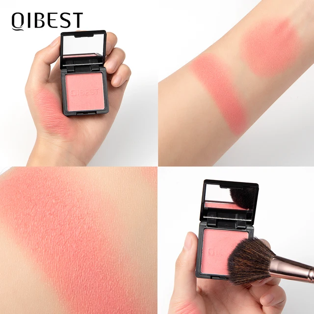 QIBEST Blush Peach Pallete 8 Colors Face Mineral Pigment Cheek Blusher Powder Cosmetic Professional Contour Shadow