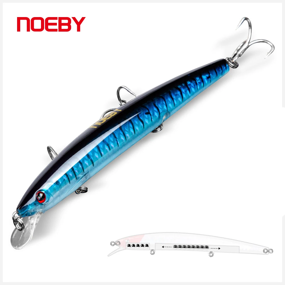 

NOEBY 13cm 13.5g Saltwater Hard Artificial Fishing Baits Floating Minnow Lures with 3D Eyes Leurre Dur NBL9077