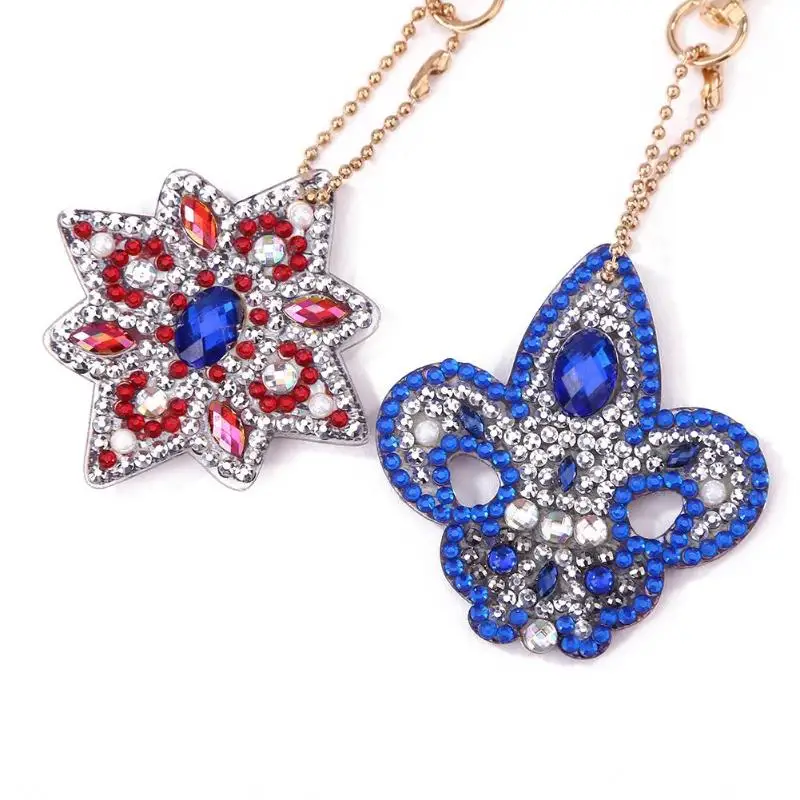 4pcs Flower 4/5 шт DIY алмазная живопись, брелки для ключей, полная выкладка особой формы алмазов, брелки для ключей для Для женщин детские рождественские подарки - Цвет: 4pcs Flower