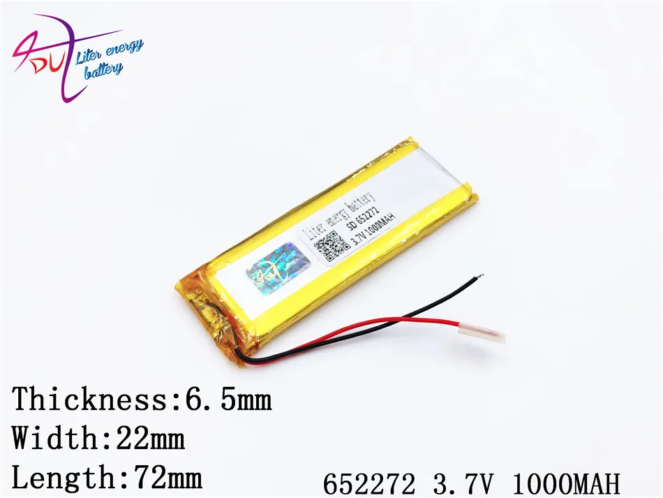 3,7 V 1000mAH 652272 652070 полимерный литий-ионный/литий-ионный аккумулятор для gps, mp3, mp4, mp5, dvd, bluetooth, модель игрушки Мобильный bluetooth