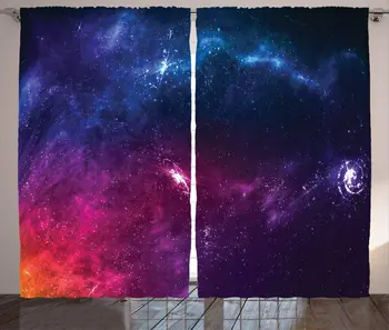 

Outer Space Curtains Planetary Galaxy Backdrop with Milky Way Stardust Cosmos Concept Living Room Bedroom Window Drapes Purple