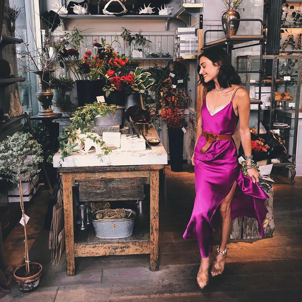 

Fashion women's dress solid sleeveless halter back fork long non-slip formal dress party costume hot sale dress платья vadim 02*