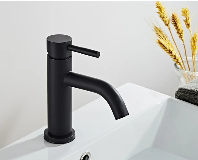 style 4 black Смеситель для ванной комнаты, Твердый латунный кран для раковины, смеситель для холодной и горячей воды, смеситель для раковины, кран с одной ручкой на бортике, матовый золотой кран - Цвет: style 4 black