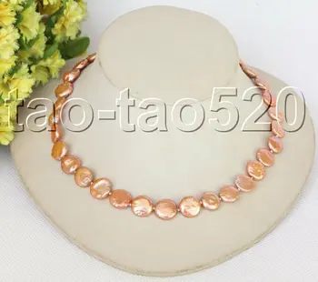 

16" 12mm coin fastener dark champagne pearls necklace