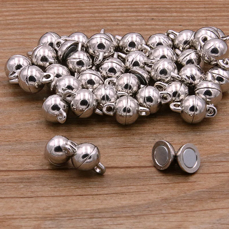 5-10pcs Strong Magnetic Clasps Rhodium Ball/heart-shape Clasps For Necklace  Bracelet Connectors Hook For Jewelry Making Supplies