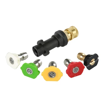 

5Pcs Pressure Washer Spray Nozzles 1/4 Quick Connection Spray Tip Set (4.0 Gpm) Multiple Degrees & 1pcs High Pressure Cleaning F