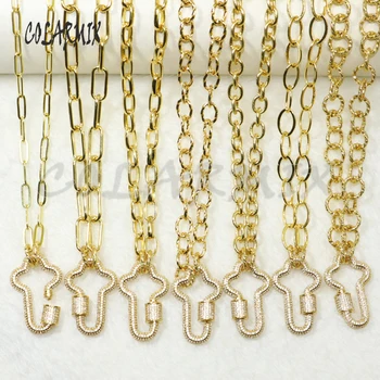 

3 strand gold color chain necklace Whole zircon Cross Toggle-clasp pendant necklace fashion jewelry accessories 50588