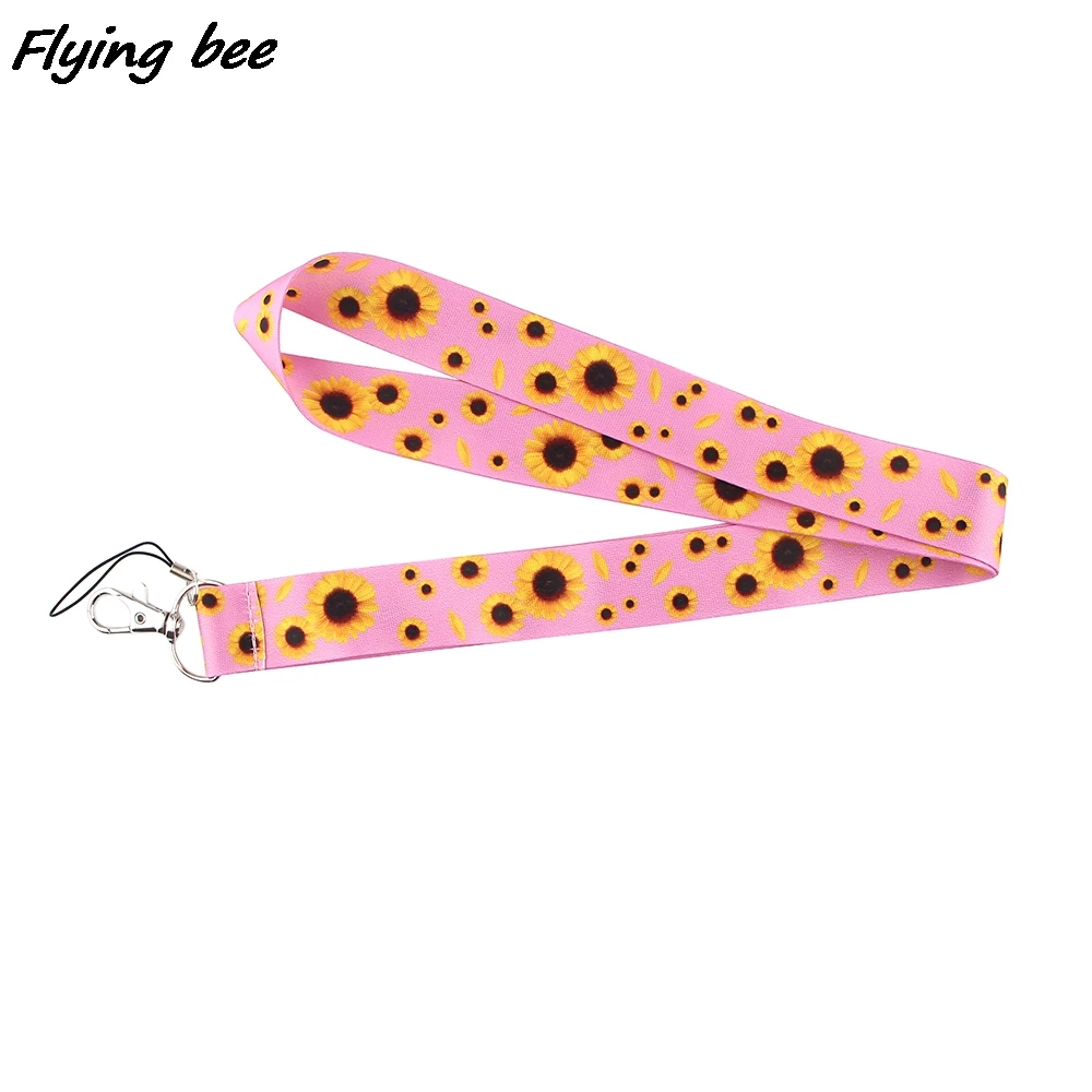 

Flyingbee Red Sunflower Creative Buckle Lanyard Badge ID Lanyards Mobile Phone Rope Key Lanyard Neck Straps Accessories X1165