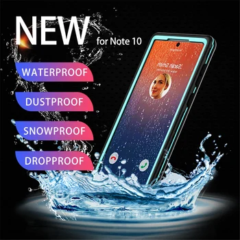 

For Samsung Note 10 Waterproof Case Shockproof Screen Protector Outdoor Anti-fall Protective Cover Green, Light Blue