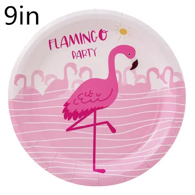 Фламинго тема для женщин и взрослых День рождения украшения Дети Девочка все для праздника одноразовая бумага съедобная посуда - Цвет: 9inch plate 8pcs