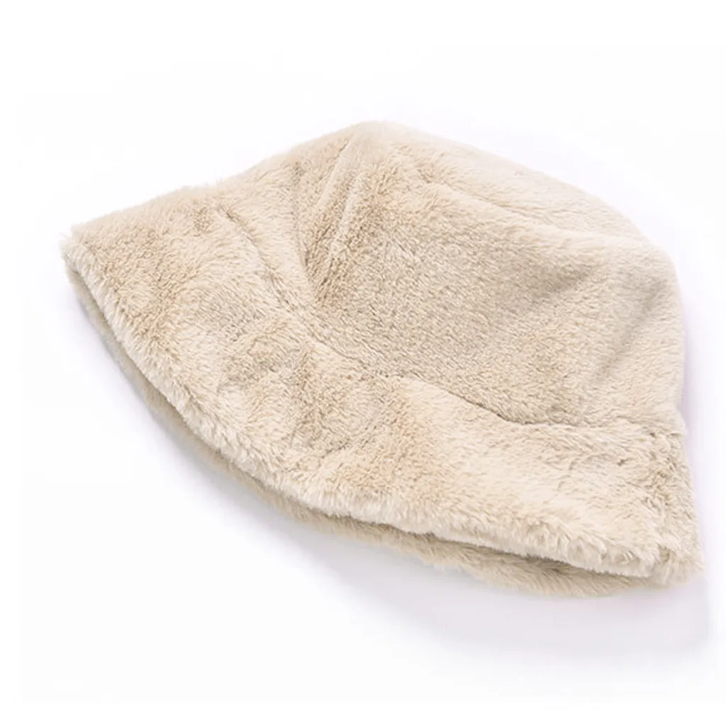 Модная зимняя шапка-ведро из искусственного меха для женщин и девушек, однотонная утолщенная мягкая теплая шапка для охоты, рыбалки, уличная шапка, женская панама, новинка