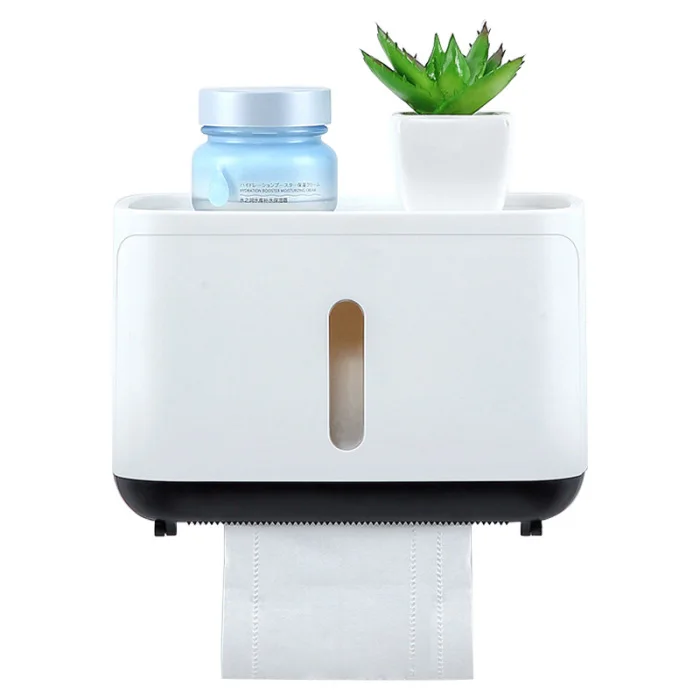 Plastic Toilet Roll Paper Holder Waterproof Wall Mounted Bathroom Paper Towel Box JA55