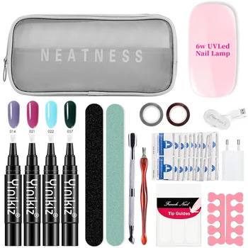 

Manicure Travel Set Lazy One Step Gel Nail Polish Pen Lasting Eco-Friendly Lightweight Led / UV Light Mini Nail Light Travel Set