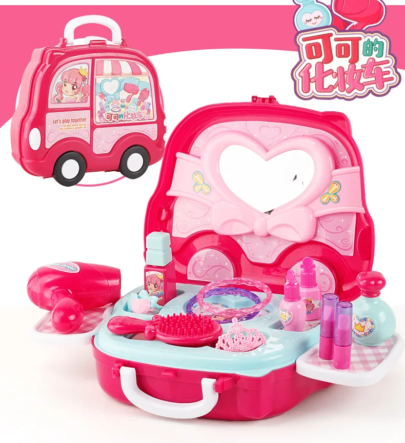 Vehicle Models Hand Doctor Set Cosmetics Case Kitchen Play House Toys Educational Tableware Hand Travel Lugguge with Roller