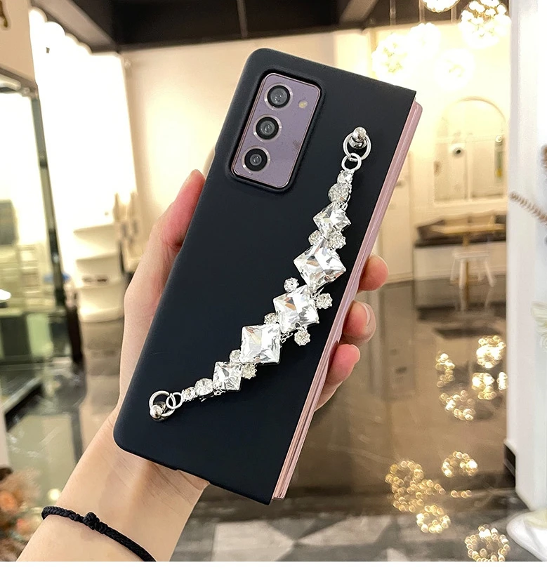 Fai Da Te Luxury Fashion Bling Diamond Strass Hand Chain Bracciale Case Per Samsung Galaxy Z Fold 4 Z Fold 3 2 5G Cover Posteriore Rigida