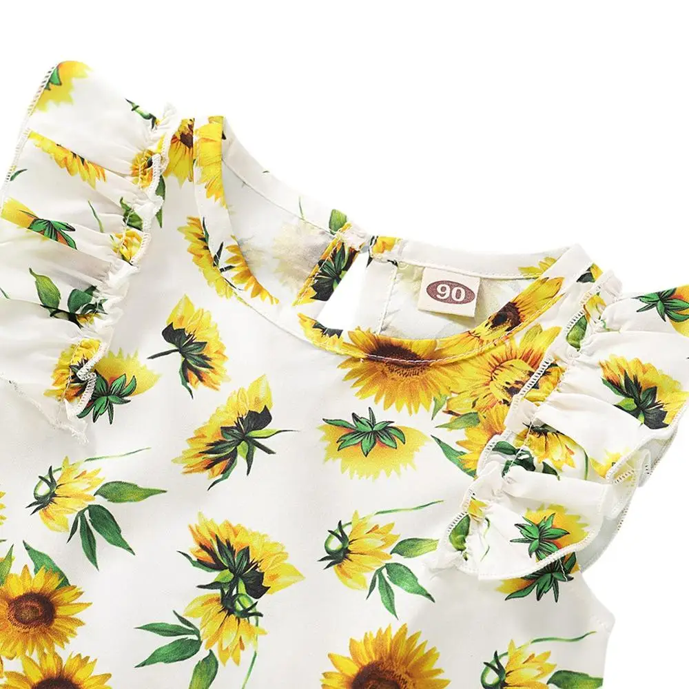 Sunflower Print Shirt Fashion 2020 Mom and Daughter Matching Clothes Flower Tshirt Family Clothing Sun Flower Pattern Tee