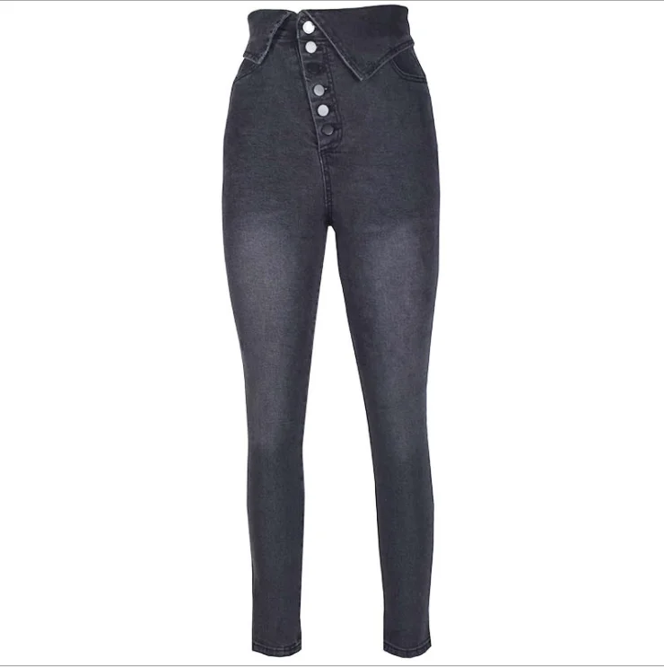 

FANAN-K02 AliExpress unexpected models 2020 spring and autumn new button tight pencil pants high waist jeans women's clothing