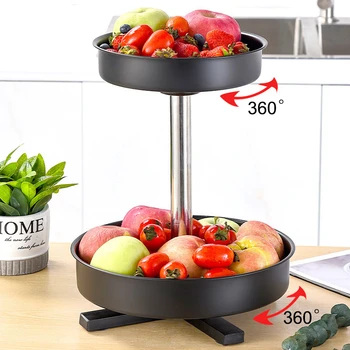 

Multilayer Rotating Storage Rack Stainless Steel 360° Rotation Rack Desktop Turntable Home Makeup Organizer Kitchen Storage Tray