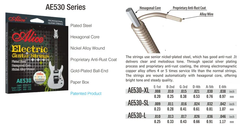 AE530 с никелевой обмоткой Струны для электрогитары(008-038),(009-042),(010-046