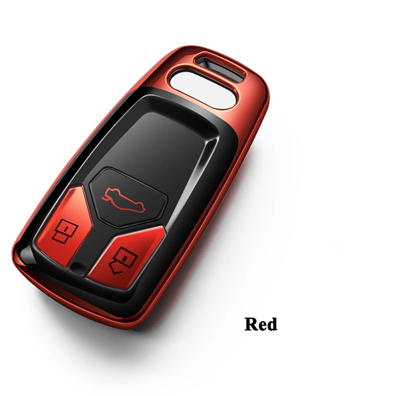 Red 1 шт., SEEYULE, стиль, полное покрытие, ТПУ, чехол для автомобильных ключей, защита, автомобильные аксессуары для Audi A4 A5 Q5 Q7 TT TTS - Название цвета: Red