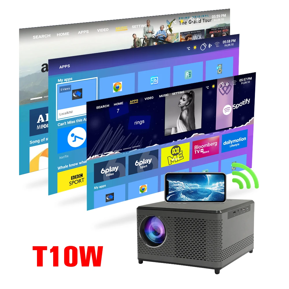 Touyinger T10 full HD 1080P LED projector for home theater 7200 lumens Miracast Wifi mirroring USB (Android optional) Speaker 