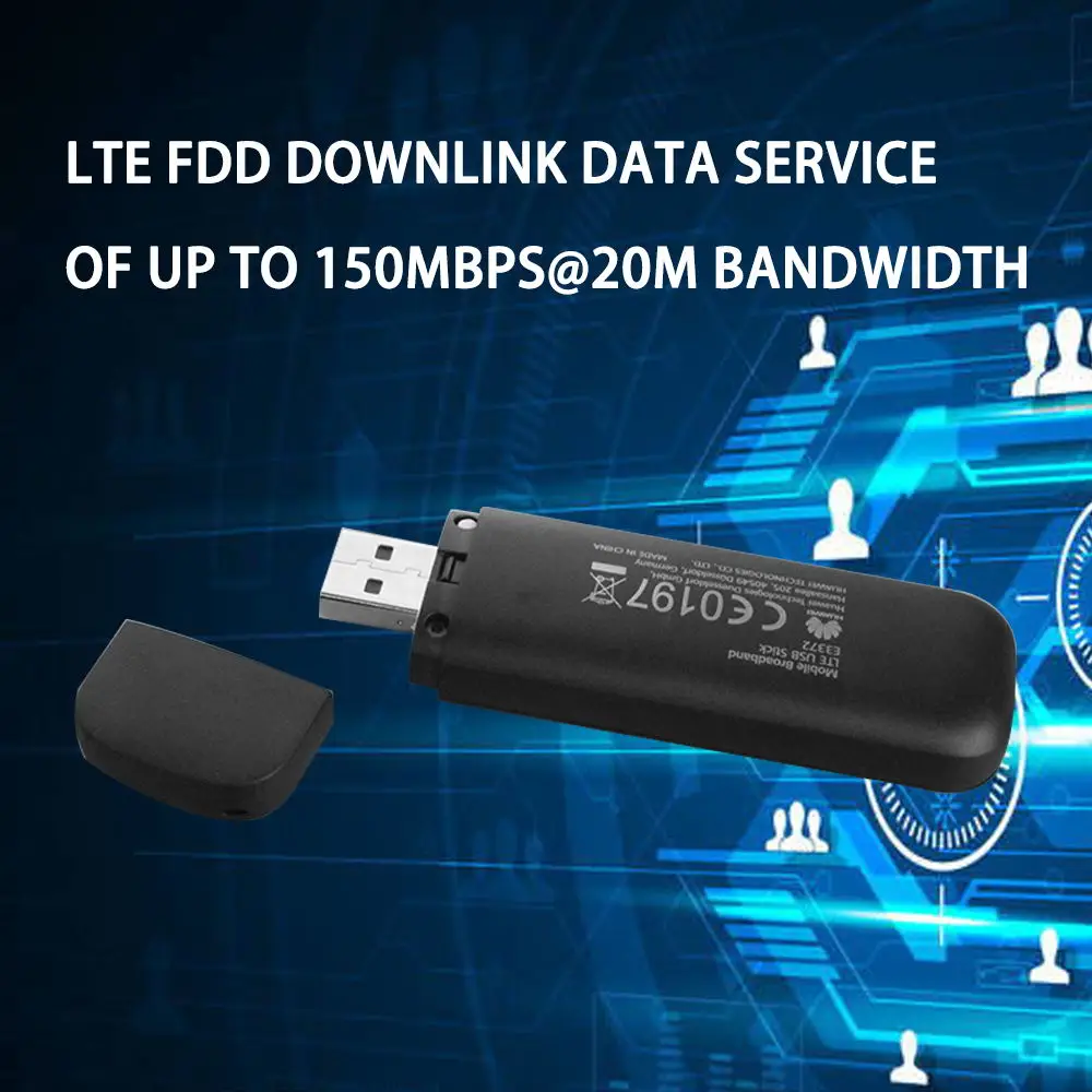 Huawei E3372s-153 LTE FDD800/900/1800/2100/2600 МГц Cat4 150 Мбит/с Беспроводной USB модем плюс 2 шт. антенны