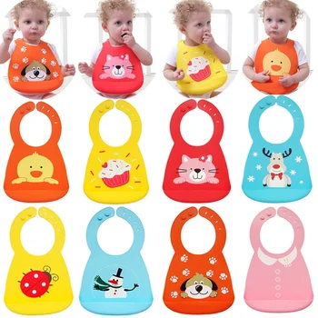 

Adjustable Waterproof Silicone Baby Bibs Feeding Baby Burp Cloths Kids Boys Girls Aprons Children Eating Lunch Breastplate
