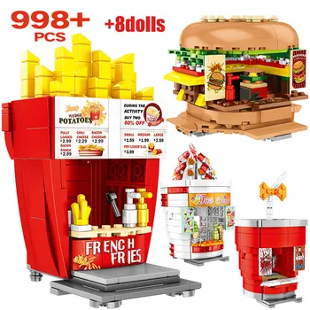 

City Street View Food Store Buildings Blocks Friends Hamburgers Ice Cream Shop Figures Bricks Sets Toys For Children