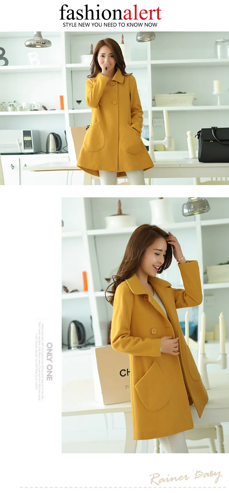 Large Size Dress Autumn Clothing New Style Woolen Jacket Fat Mm Korean-style Loose-Fit Slimming Mid-length Woolen Cloth