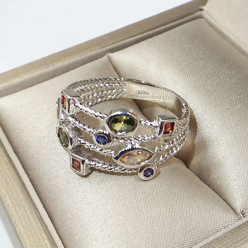 Красочное кольцо двухслойная линия простое кольцо с Цирконом кольца для женщин обручальное кольцо ювелирные изделия подарок любви