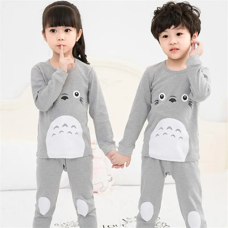 От 2 до 12 лет хлопковая детская пижама с динозавром из мультфильма; детская одежда для сна для мальчиков и девочек; Ночная одежда с длинными рукавами для малышей; комплекты пижам пижама спанч боб