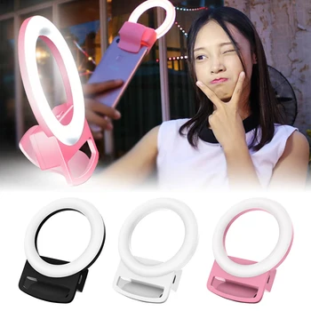 

LED Selfie Ring Fill Light Mobile Phone Flash Lens Beauty Nine Levels of Lighting Effects Portable Clip Smartphone Photo Camera