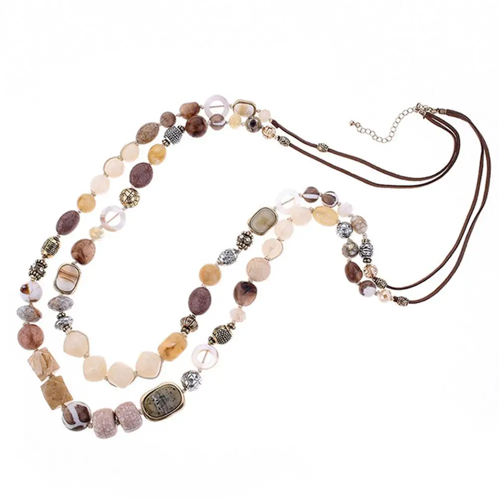 

Multi-layer Geometric Resin Acrylic Beads Long Chain Necklace Women Jewelry New 2019 Shipping