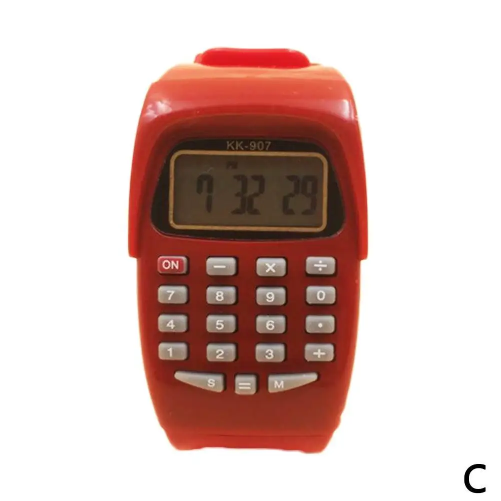 Fashion Digital Calculator With LED Watch Function Casual Silicone Sports For Kids Children Multifunction Calculating - Цвет: C