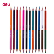 Deli, креативные дихроматические Профессиональные цветные карандаши для школы, для детей, рисование, художественная поставка, качество, масло, дерево, пастельный набор карандашей