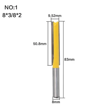 

2PCS/set High Quality 8mm Cutting Straight Shank Flush Trim Router Bits Slotted Cutter Set Silver+Yellow Tools