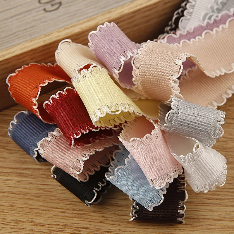 Ear Lace Grosgrain Ribbon For DIY Craft Headwear Accessories Card Gifts Decor Wrapping Clothing Sewing Trims Materials 5yards