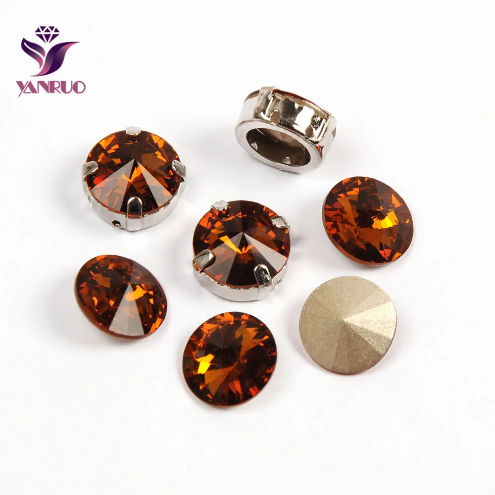 

YANRUO 1122 Rivoli, все размеры, дымчатый топаз, Пришивные кристаллы, Необычные камни, искусственная задняя часть для рукоделия