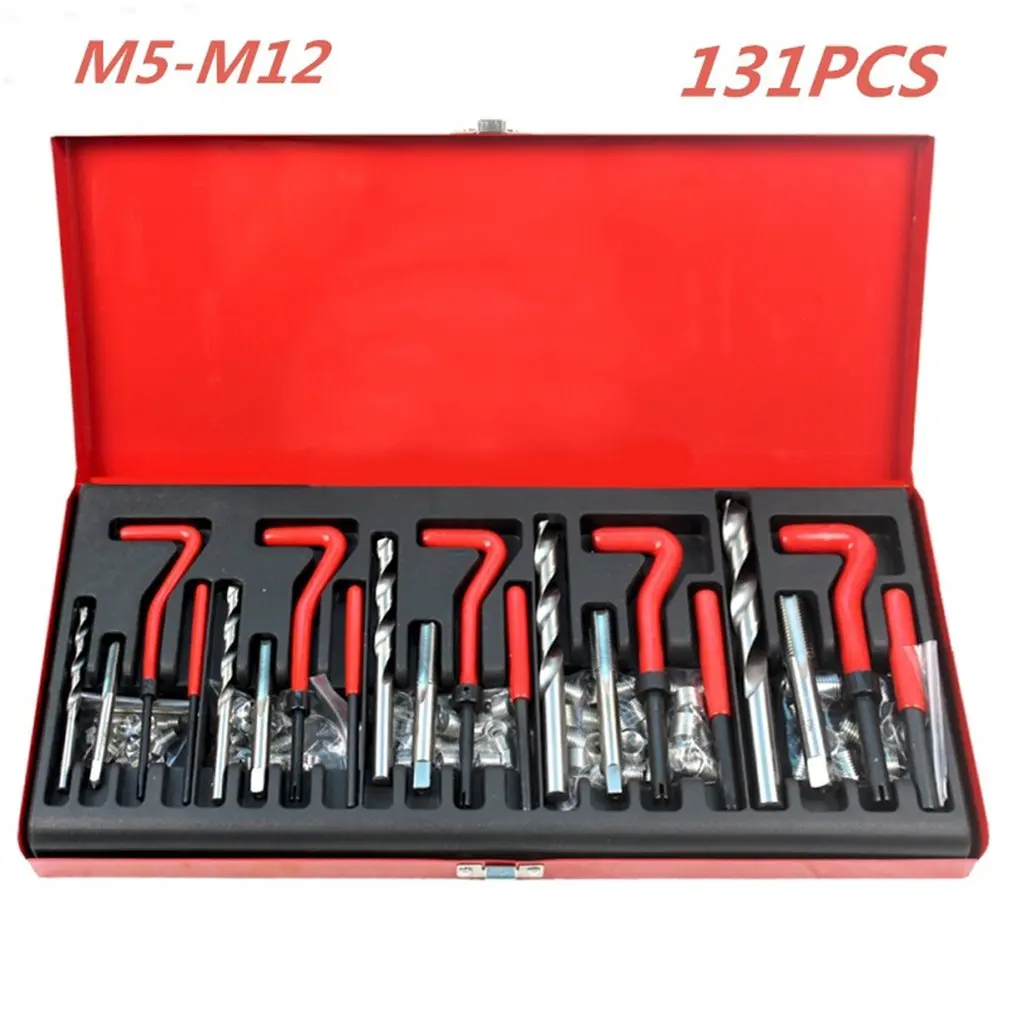 

131Pcs M5 M6 M8 M10 M12 Thread Repair Set Metric Thread Insert Repair Tools With 1.5D Coil Tin Wrench Drill Tap Suit
