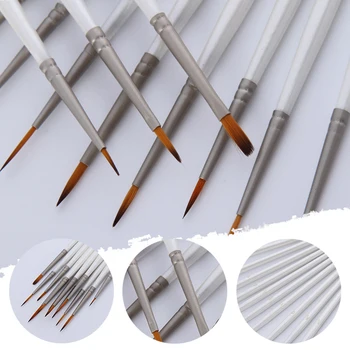 

12pcs/set Art Supplies Student Soft Acrylic Watercolor Hook Line Pen Durable For School Extra Fine Nylon Hair Stroke Paint Brush