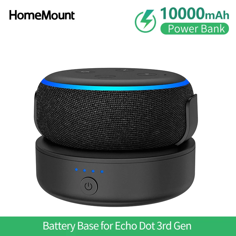 HomeMount Battery Base for Alexa Echo Dot 3rd Generation 10000mAh Capacity Compatible with Smart Speaker Holder Stand Charger |