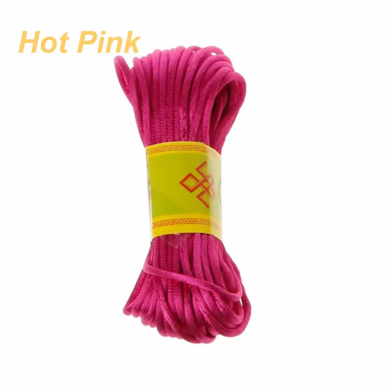 Hot Pink 10 м мягкий сатиновый нейлоновый многоцветной шнур сплошной канат для изготовления ювелирных изделий бисер хлопковый шнур для ребенка 2,5 мм DIY Ожерелье Подвеска DXAD - Цвет: Hot Pink