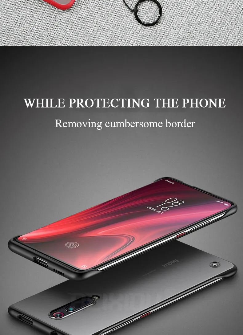 Чехол mi 9t для xiaomi mi 9t pro чехол матовый безрамный чехол для xiaomi Red mi K20 Pro противоударный без оправы, Бесплатный кольцевой ремешок
