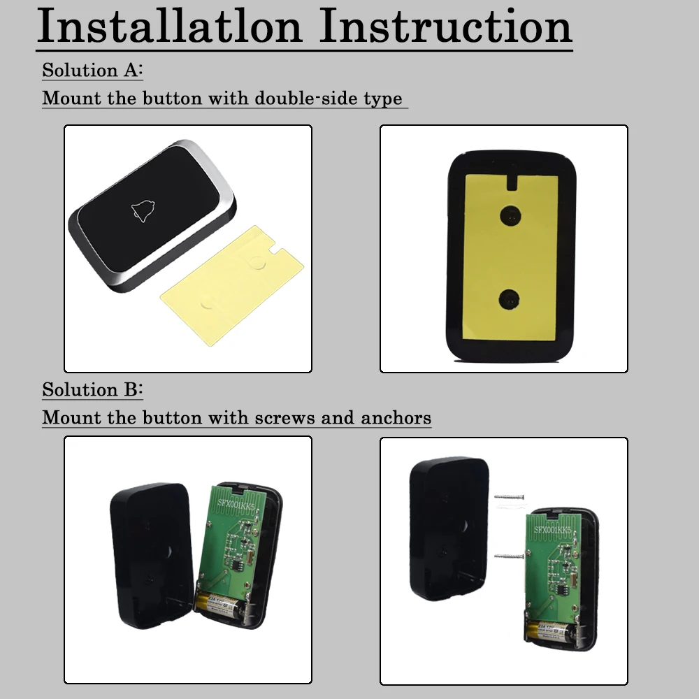 Беспроводной дверной звонок WEMEDA водонепроницаемая Батарейная кнопка вилка